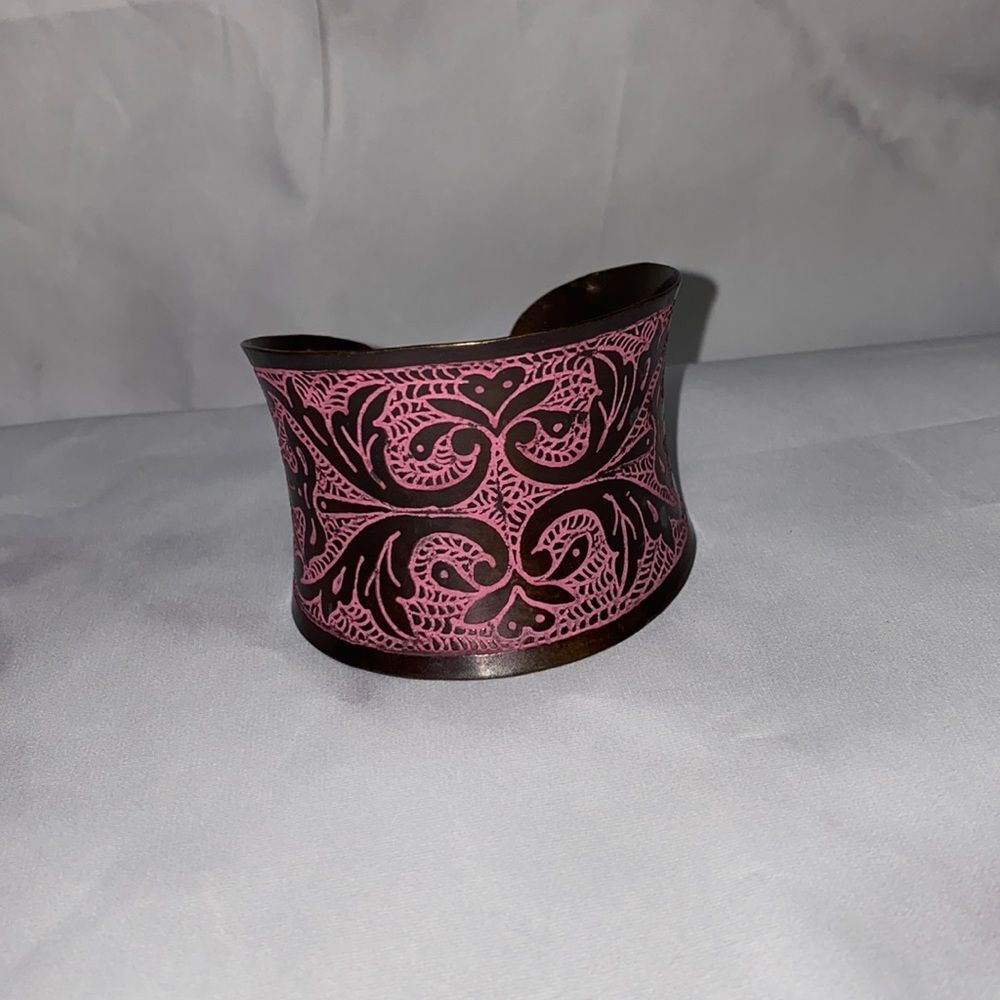 Unique pink BOHO cuff bracelet.